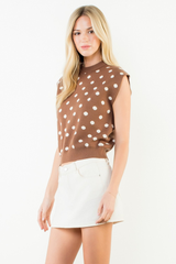 Quinn polka dot top in Brown