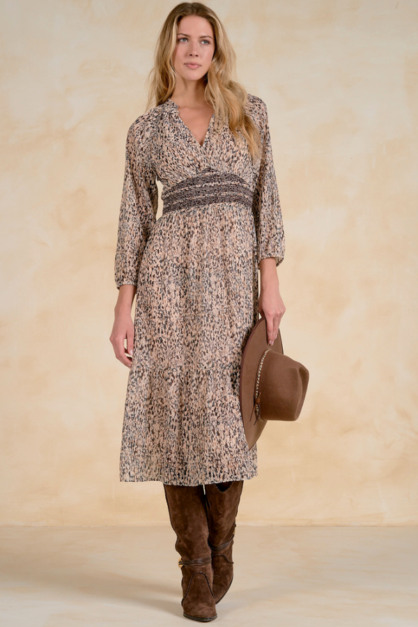 high waist smock dress Heather smocked midi – Julie's Clothing 12-03 Not Full Price