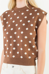 Quinn polka dot top in Brown
