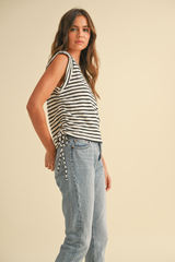 June stripe tie side tee