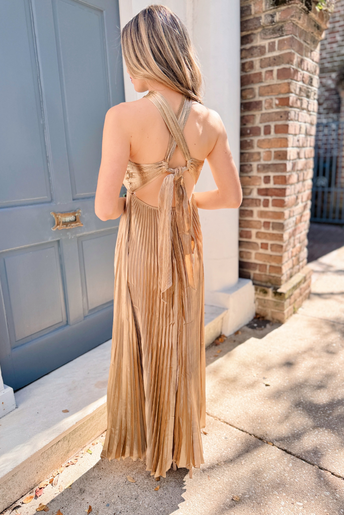 Bea Halter dress in gold