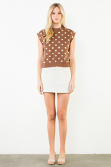 Quinn polka dot top in Brown