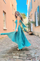 Bea Halter dress in teal