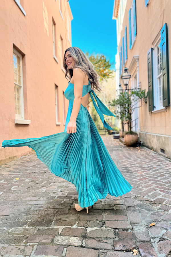 Bea Halter dress in teal