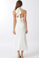 Eden halter midi dress in white