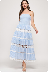 Carlie dress in blue stripe