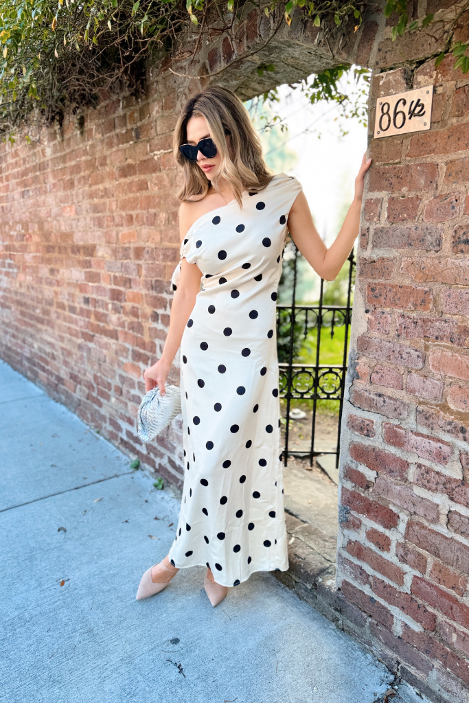 Kimmie polka dot dress in Cream