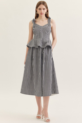 Linden peplum midi in black