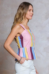 Maria peplum top in stripe