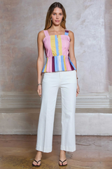Maria peplum top in stripe