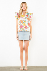 Noelle flutter sleeve top in cream