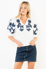 Sophia embroidered top in white