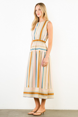 Cassie stripe midi in taupe