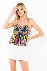 Gabi floral tank in navy