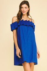 Hallie ruffle mini dress in blue