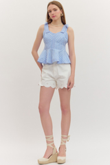 Maple peplum top in blue