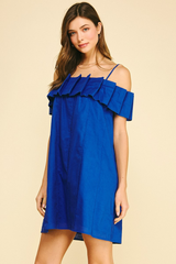 Hallie ruffle mini dress in blue