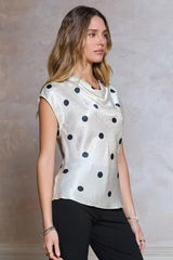Celeste polka dot top