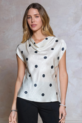 Celeste polka dot top