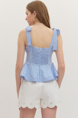 Maple peplum top in blue
