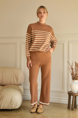 Aya stripe pullover in camel