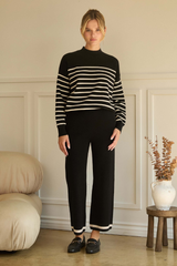 Aya stripe pullover in black