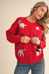 Olivia dog cardigan in Red