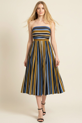 Tessa stripe midi dress in brown