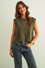 Billie Jo muscle tee in olive
