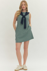Wren mini knit dress in navy stripe