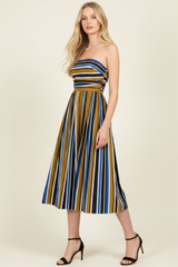 Tessa stripe midi dress in brown