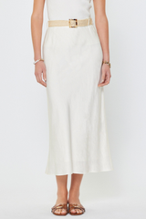Addison linen midi skirt in white