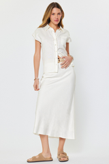 Addison linen midi skirt in white
