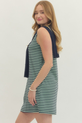 Wren mini knit dress in navy stripe