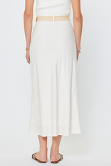 Addison linen midi skirt in white