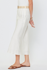 Addison linen midi skirt in white