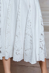 Tate lace midi skirt in white
