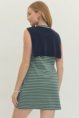 Wren mini knit dress in navy stripe