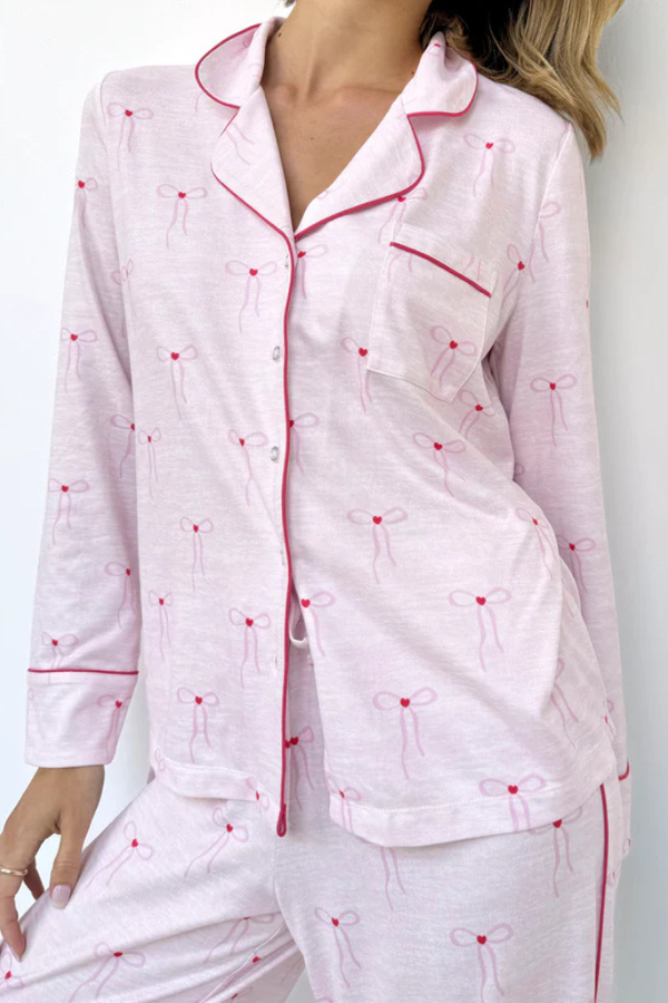 Annie bow PJ top in pink