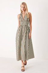 Poppi stripe halter midi dress