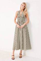 Poppi stripe halter midi dress