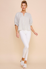 Donna stripe blouse in sage