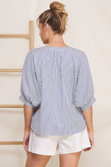 Donna stripe blouse in navy