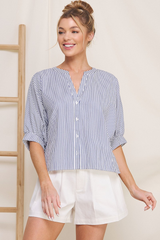 Donna stripe blouse in navy