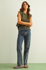 Billie Jo muscle tee in olive