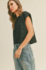 Blair cuff sleeve tee in black
