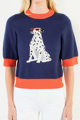 Navy + orange dalmatian sweater