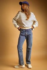 Lunden stripe sweater in butter yellow