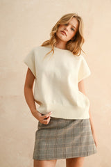 Campbell short sleeve sweater in cream