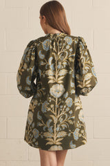 Cora long sleeve mini dress in olive